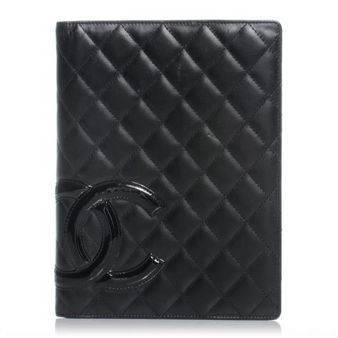 CHANEL Calfskin Quilted Large Cambon Agenda Planner Black 